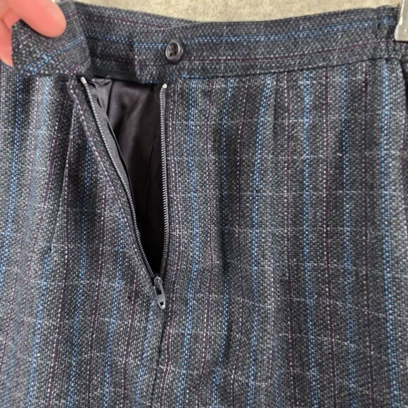 Mark Alexander Plaid Blazer Jacket & Skirt Set Gray Wool Blend Fully Lined - Picture 12 of 16